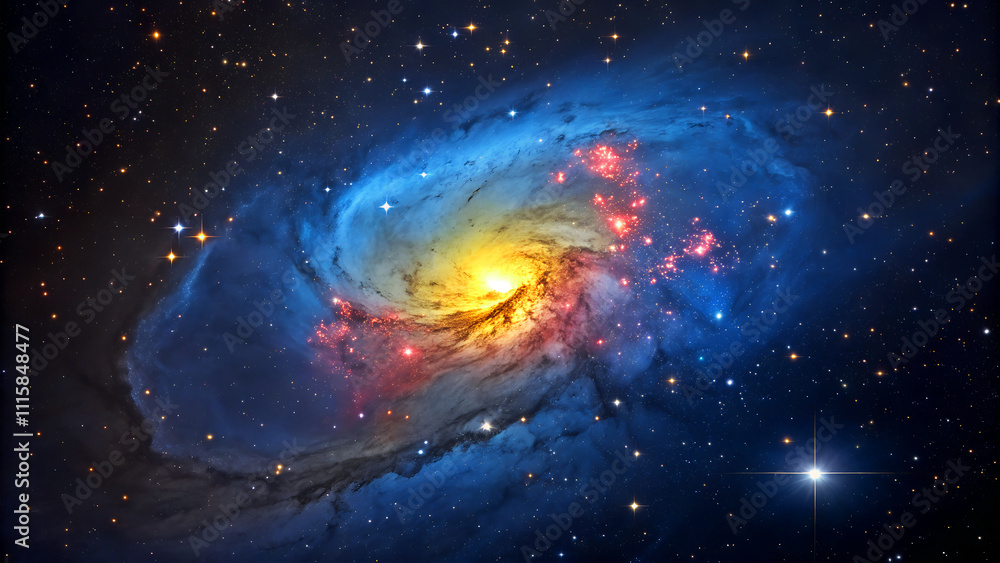 Obraz premium Celestial Symphony, The Enchanting Beauty of Colorful Nebulae and planets in Deep Space In the vast expanse of the universe lies one of nature’s most breathtaking phenomena