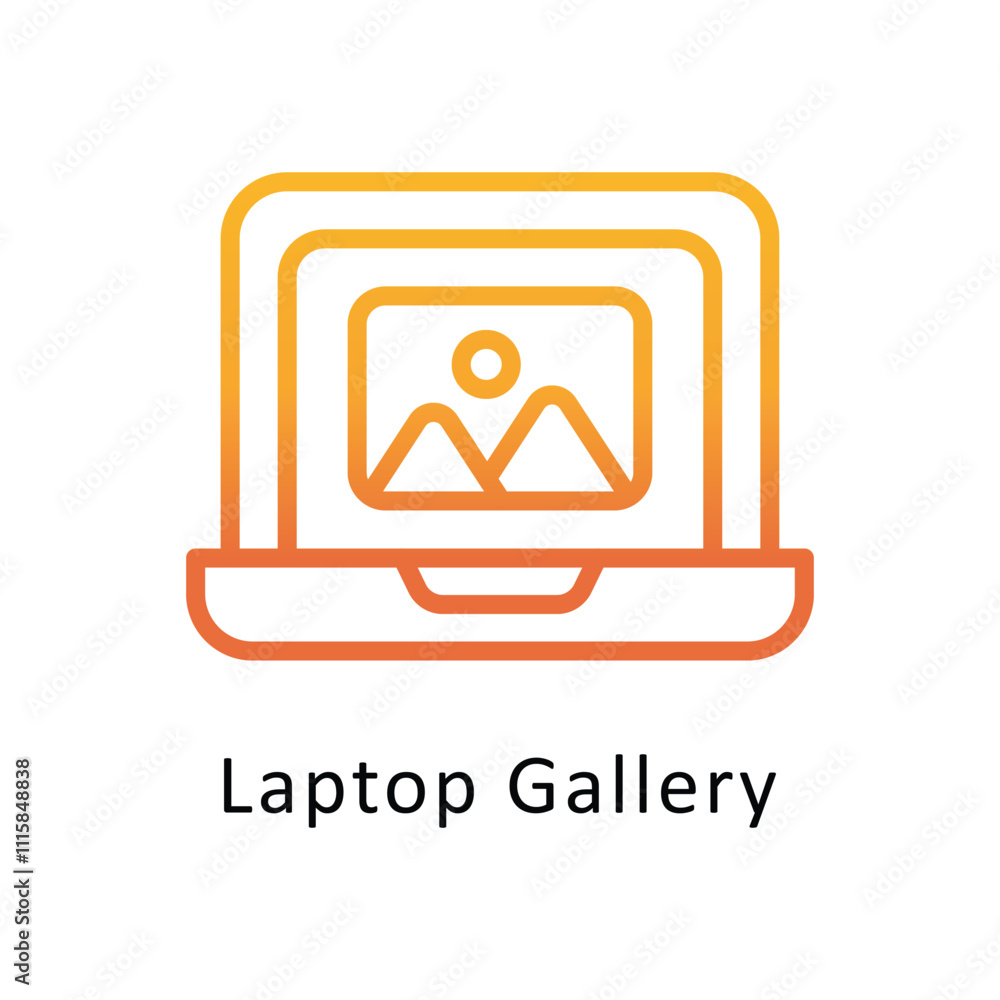Fototapeta premium Laptop Gallery Designing Vector Gradient Outline Icon. Eps file 10