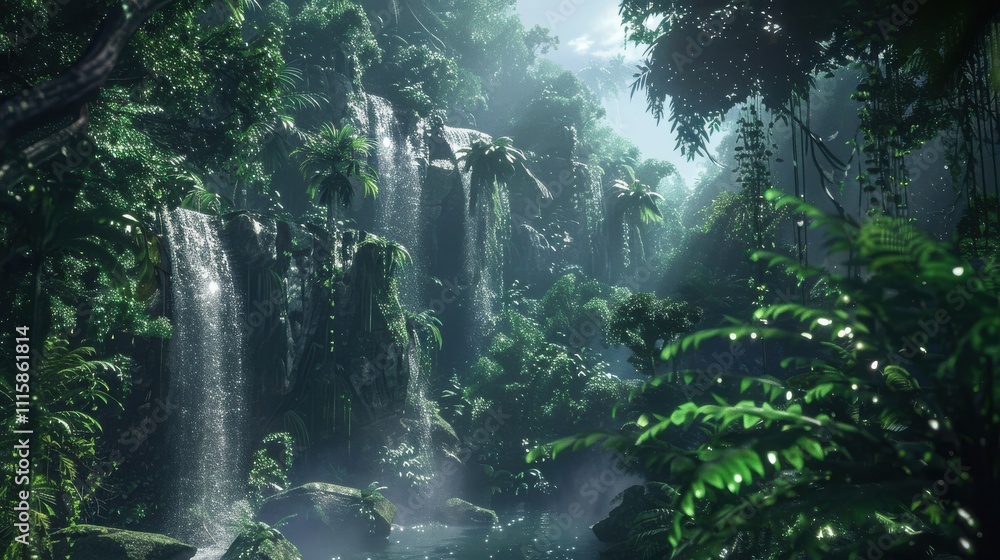 Breathtaking Ultra HD Image of Cascading Waterfalls in a Lush Tropical Paradise Perfect for Nature Enthusiasts and Travel Bloggers Breathtaking Ultra HD Image of Cascading Waterfalls in a Lush Tropical Paradise Perfect for Nature Enthusiasts and Travel Bloggers