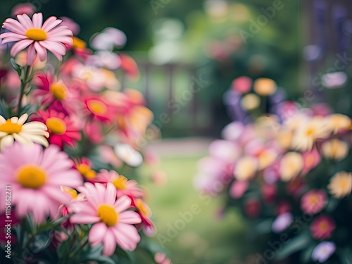 there are many different colored flowers in the garden. photo