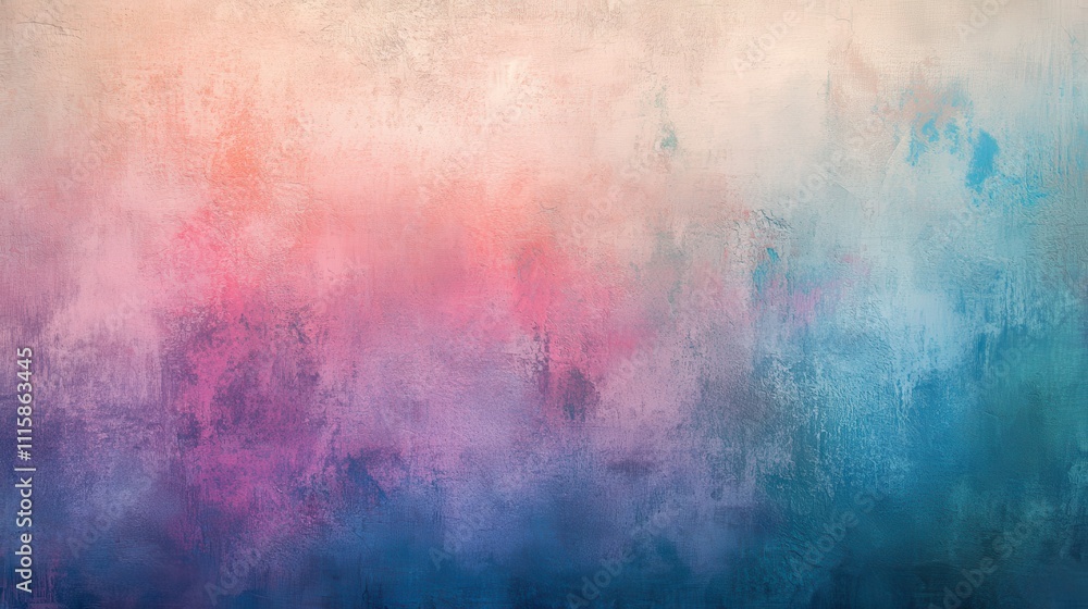 Obraz premium Abstract textured background with pastel pink, blue, and orange hues.