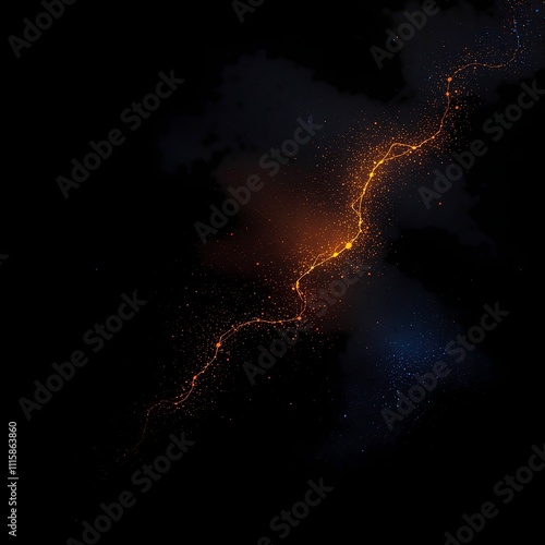Dark Grainy Background with Orange Blue Glowing Abstract Shape and Black Noise Texture