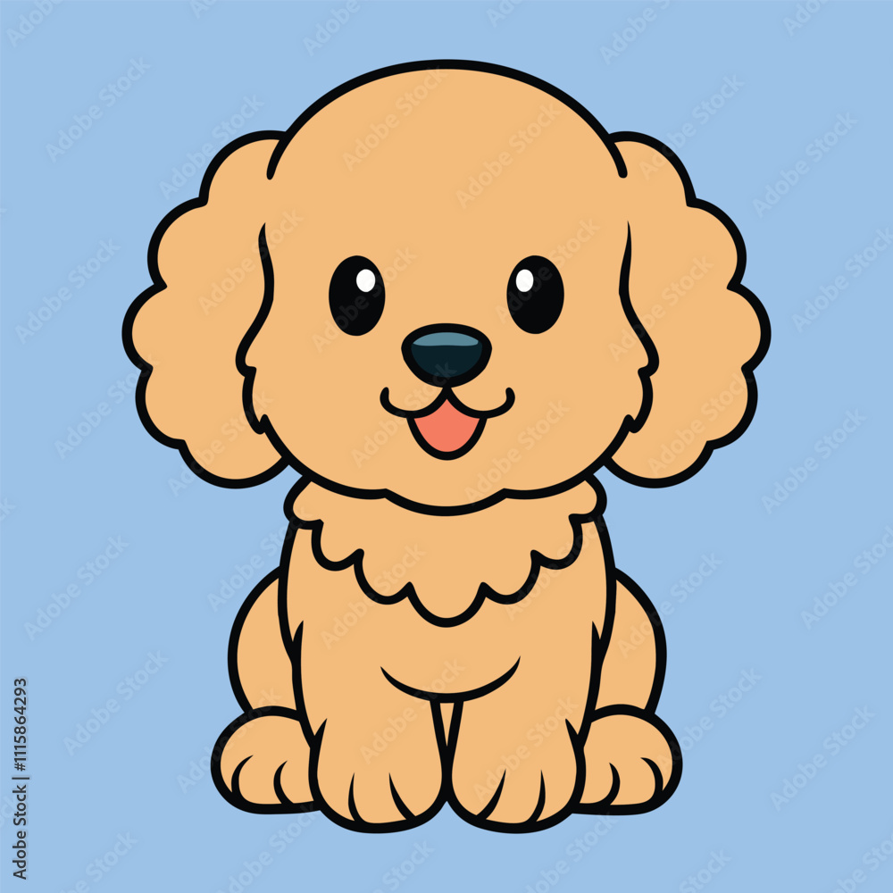 Obraz premium Cute Baby Twoodle Dog Sitting Vector Illustration Design