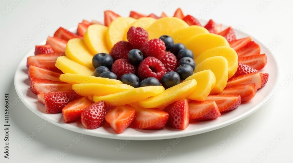 Fresh Fruit Platter on a White Plate Fresh Fruit Platter on a White Plate