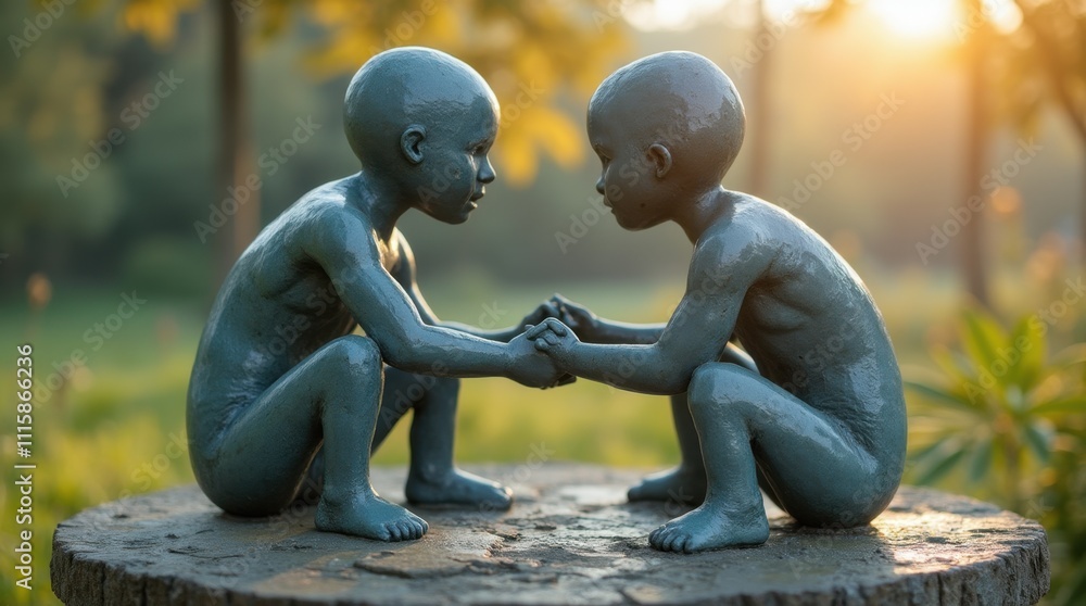 Obraz premium Global Unity Sculpture: Interconnected Human Potential
