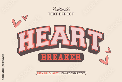 Text Effect 3D Curved Varsity Style. Editable Text Effect.