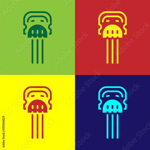 Pop art Flamenco woman accessories icon isolated on color background. Peineta. Spanish comb. Vector