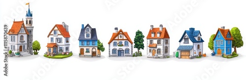 Wallpaper Mural An old medieval German building isolated on white background. Ancient europe town cottage exterior. Vintage Amsterdam house with chimney. French historical brick mansion and cityscape architecture Torontodigital.ca