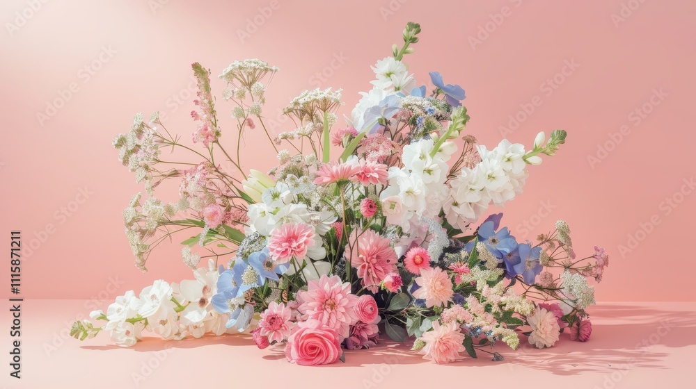 Obraz premium A Pastel Bouquet of Various Spring Flowers