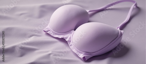 A surreal photograph captures a soft lavender cotton bra in gentle soothing colors to evoke calmness photo