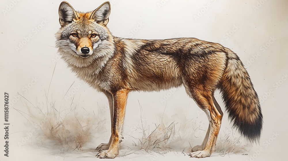 Fototapeta premium Dynamic jackal running pencil sketch wallpaper pictures