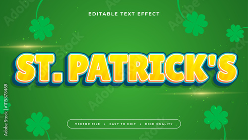Green yellow and blue st patricks 3d editable text effect - font style
