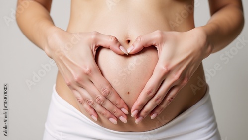 Wallpaper Mural a pregnant woman holding her belly with heart-shaped hands Torontodigital.ca