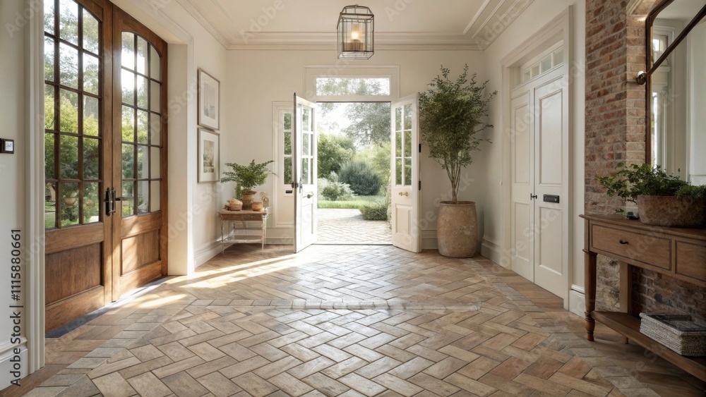 An inviting entrance area with half of the floor completed in ...
