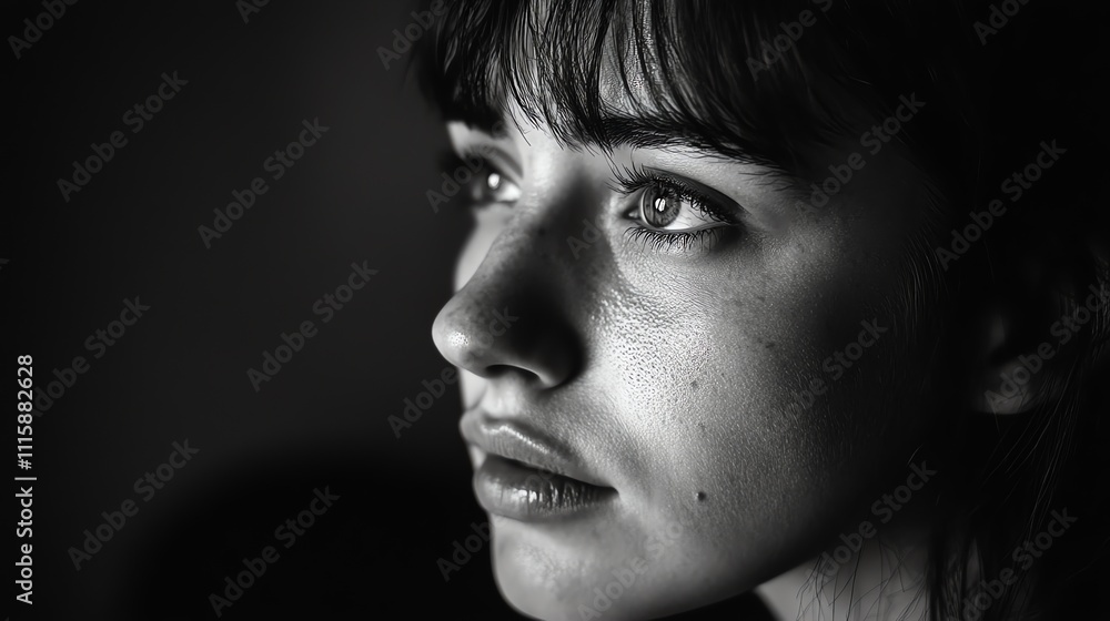 A black and white close-up of a woman's face, with deep wrinkles and a thoughtful expression. A black and white close-up of a woman's face, with deep wrinkles and a thoughtful expression.