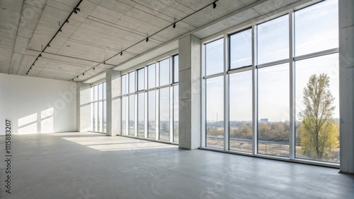 Wallpaper Mural A minimalistic space characterized by tall slim windows with no curtains highlighting the starkness of the room with its walls and smooth unfinished flooring evoking a sense of Torontodigital.ca