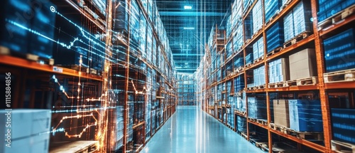 Wallpaper Mural Futuristic Warehouse Automation: Efficiency in a Digital Landscape Torontodigital.ca