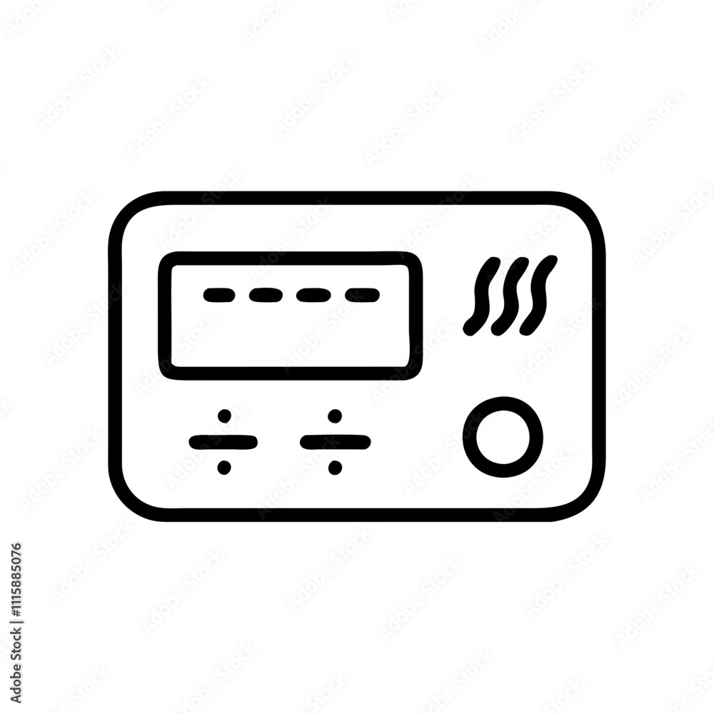 Digital thermostat icon illustration with simple lines and modern design for climate control Digital thermostat icon illustration with simple lines and modern design for climate control