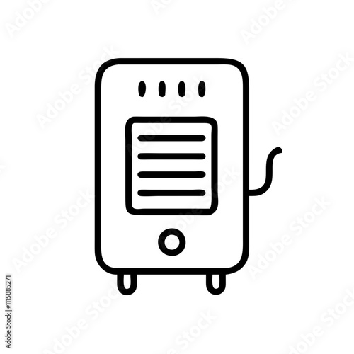 Electric heater icon design with simple lines and contemporary style for modern living