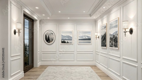 A clean whitewalled room where rounded mounting brackets are attached providing a touch of elegance amidst a backdrop of calming monochrome decor. photo