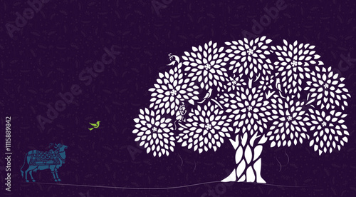 An Indian Art Sanjhi, traditional Indian folk art