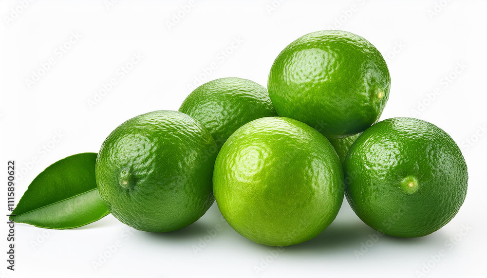 green lime fruit isolated on white background green lime fruit isolated on white background