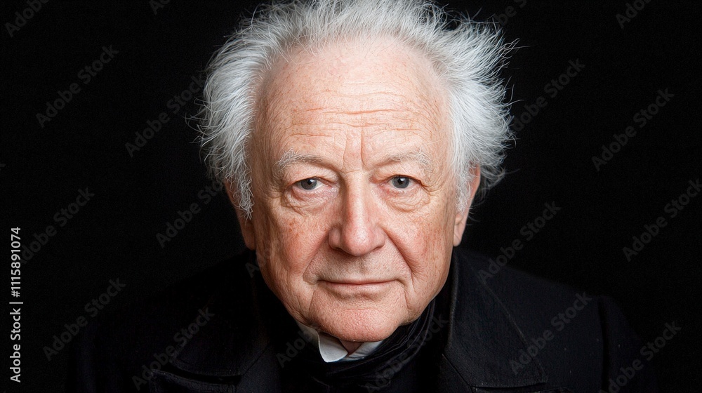 Mature Man Portrait Serious Expression Grey Hair Black Background Close up Studio Sho Mature Man Portrait Serious Expression Grey Hair Black Background Close up Studio Sho