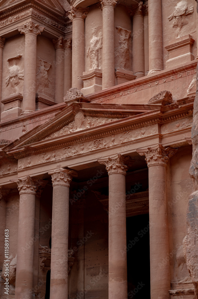 the treasury of historic city in Petra Jordan at early morning before the tourists the treasury of historic city in Petra Jordan at early morning before the tourists