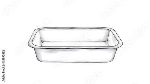 Empty Rectangular Metal Baking Dish with Smooth Edges and Surface