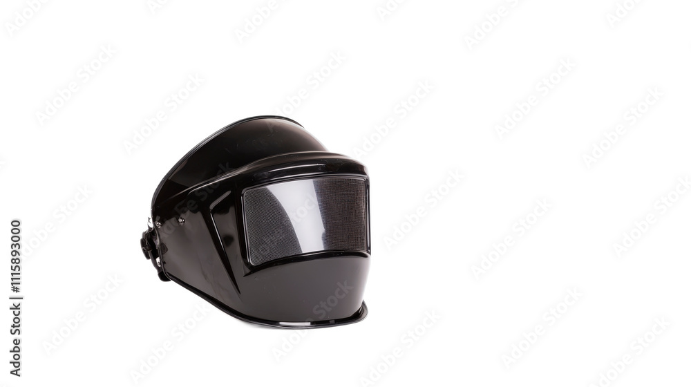Fototapeta premium Black Welding Helmet Isolated on White Background for Safety Use