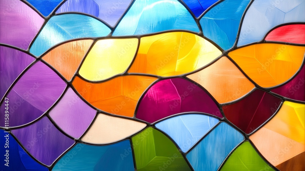 Fototapeta premium Beautiful stained glass artwork featuring vibrant colors and intricate designs