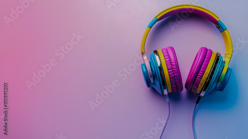 Vibrant and stylish modern headphones isolated on a white background photo