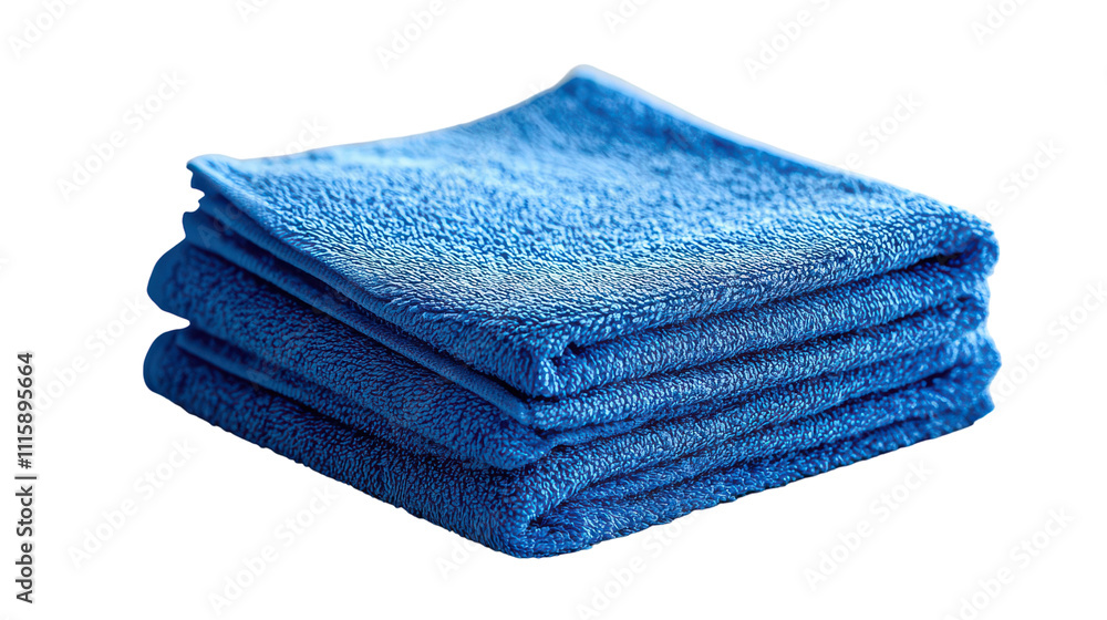 Soft blue towels neatly stacked on a white surface, perfect for a relaxing spa day or refreshing bath Soft blue towels neatly stacked on a white surface, perfect for a relaxing spa day or refreshing bath
