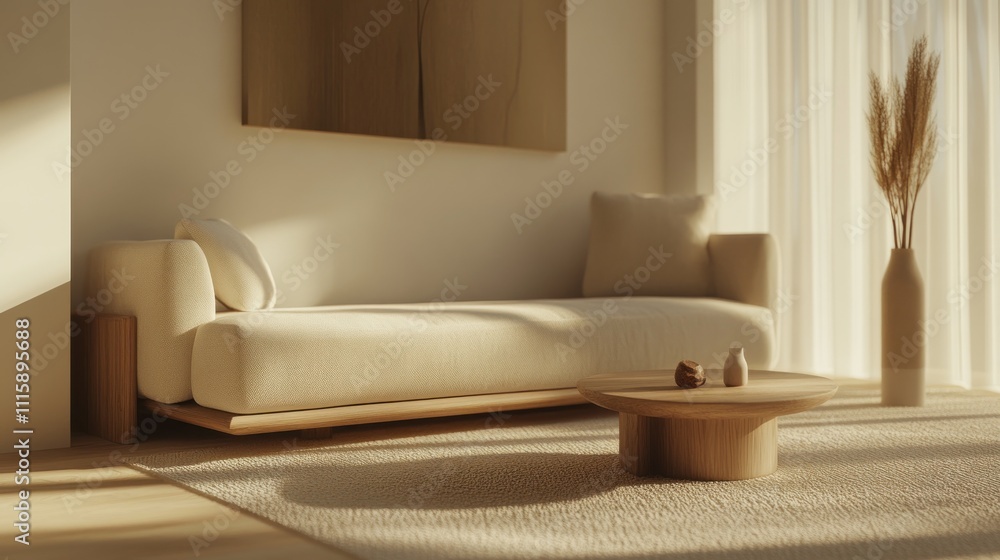 Fototapeta premium Modern Minimalist Living Room Interior Design