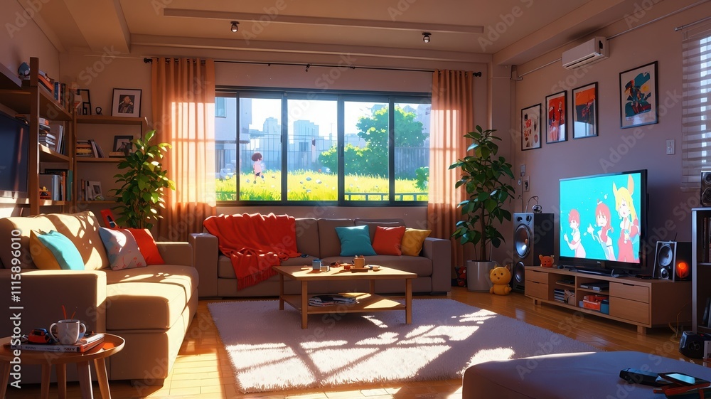 Cozy and Inviting Modern Living Room with Vibrant Decor Cozy and Inviting Modern Living Room with Vibrant Decor