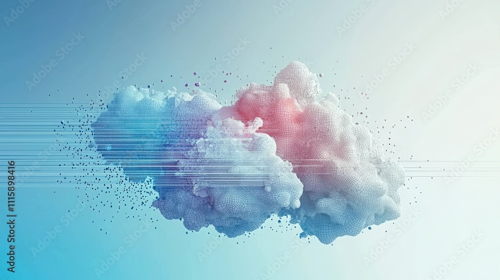 Fototapeta premium Abstract Cloud Computing Network Data Stream Digital Transformation Futuristic Technolo