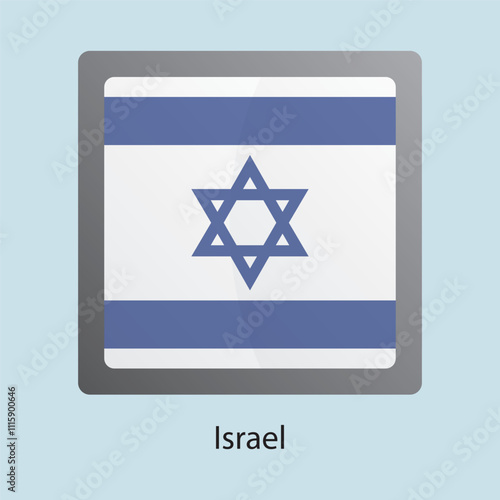 Flat square icon of Israel flag. Simple vector illustration.