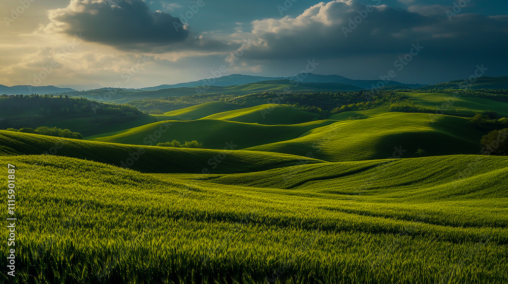 Fototapeta premium Vibrant green grass covering a lush field, capturing the beauty of nature