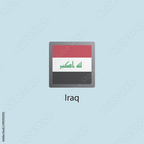 Flat square icon of Iraq flag. Simple vector illustration.