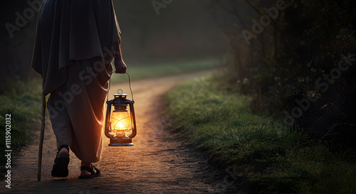 Lantern Lighting Path with Sandaled Feet – Psalm 119:105 Inspiration