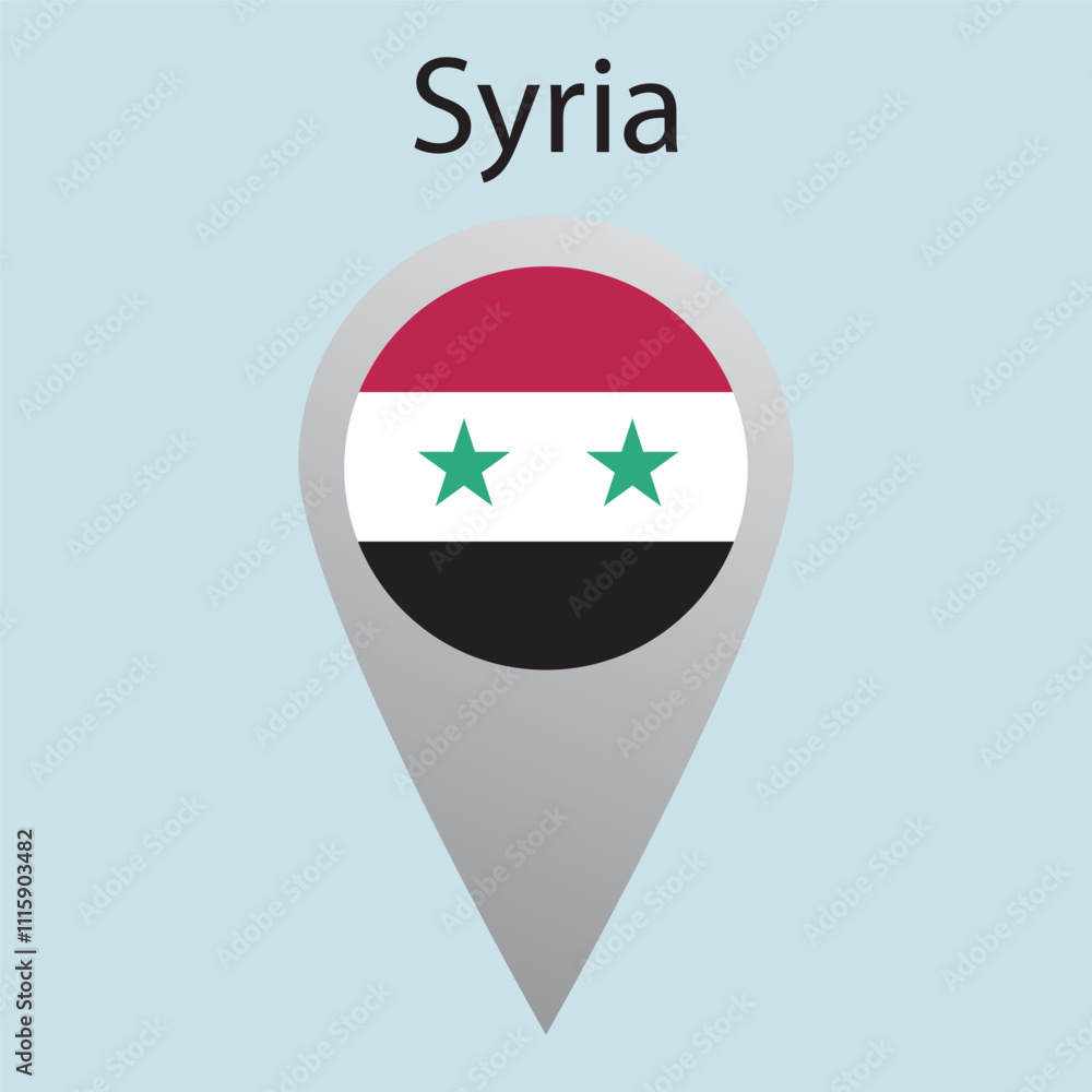 Obraz premium Flat square icon of Syria flag. Simple vector illustration.