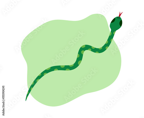Cute green snake. Animal zodiac cartoon character, mascot, symbol of the year.
