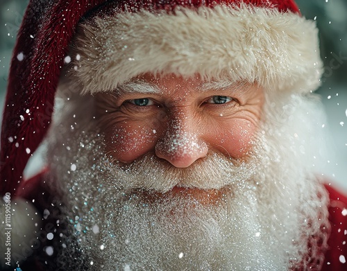 The first picture shows a man disfigured by Santa Claus; it's Christmas. photo