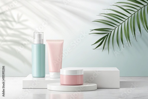 Cosmetic packaging display mockup, Isolated Background.