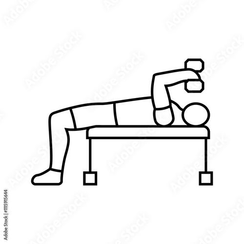 skull crushers arm fitness exercise line icon vector. skull crushers arm fitness exercise sign. isolated contour symbol black illustration