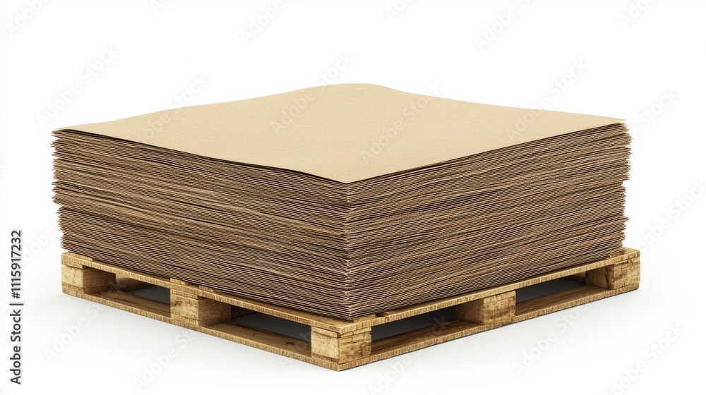 A picture of chipboard sheets piled on a pallet against a white backdrop. A picture of chipboard sheets piled on a pallet against a white backdrop.