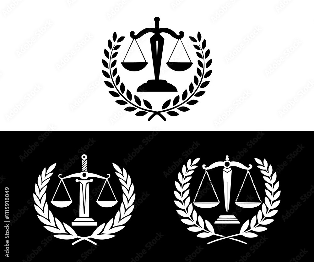 Law firm logo set. Law office logotypes set with scales of justice ...