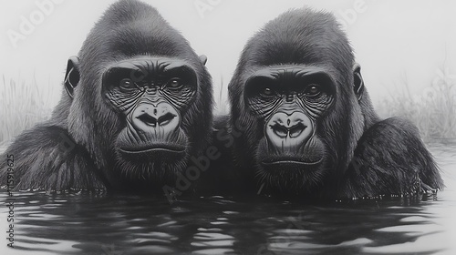 Gorillas Pencil Sketch Images Captivating Wildlife Inspired Artistic Drawings photo