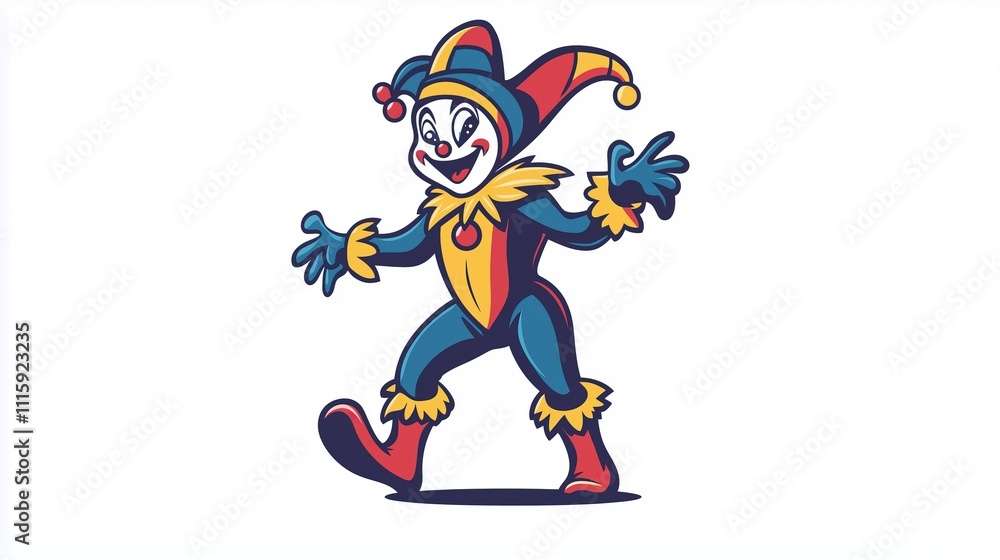Dancing jester smiling 2D Logo on a white background Dancing jester smiling 2D Logo on a white background