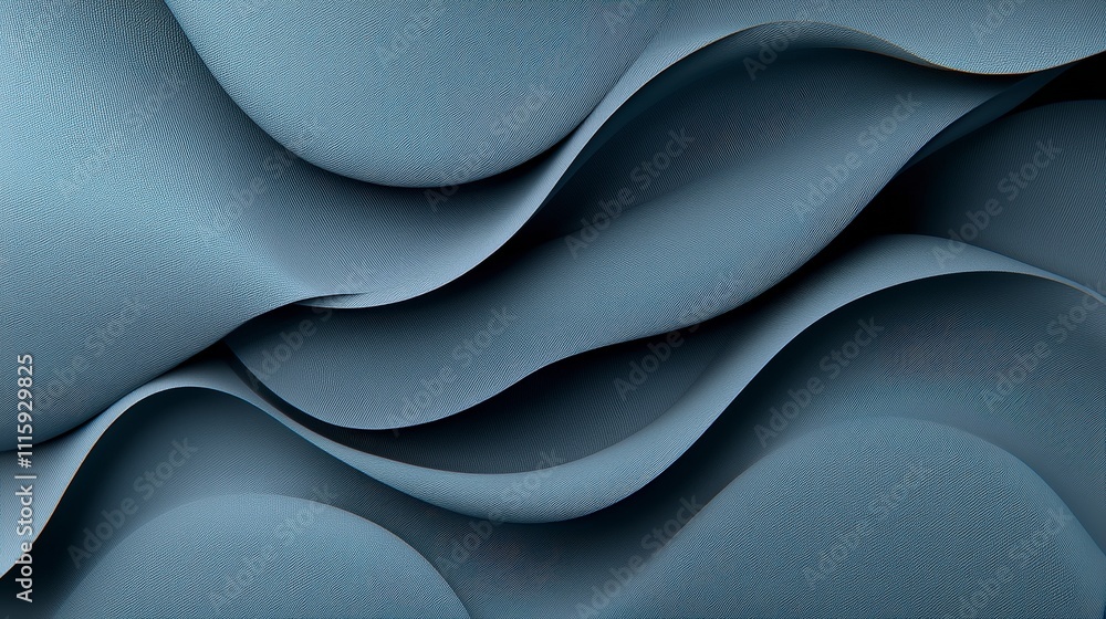 Fototapeta premium Abstract Blue Waves Stylish 3D Swirls Seamless Texture Background